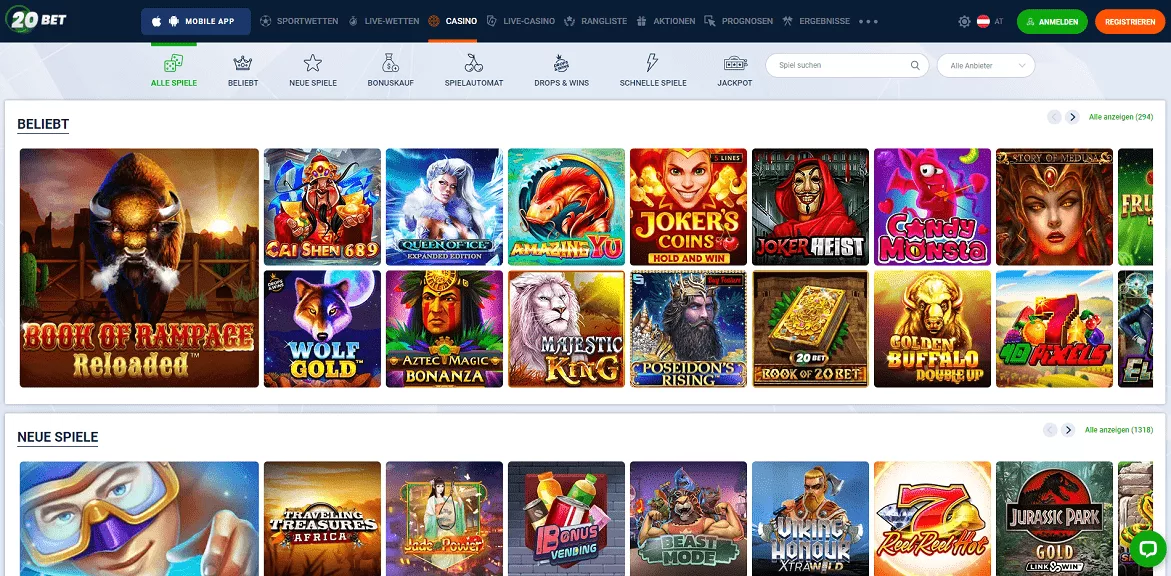20bet casino speile